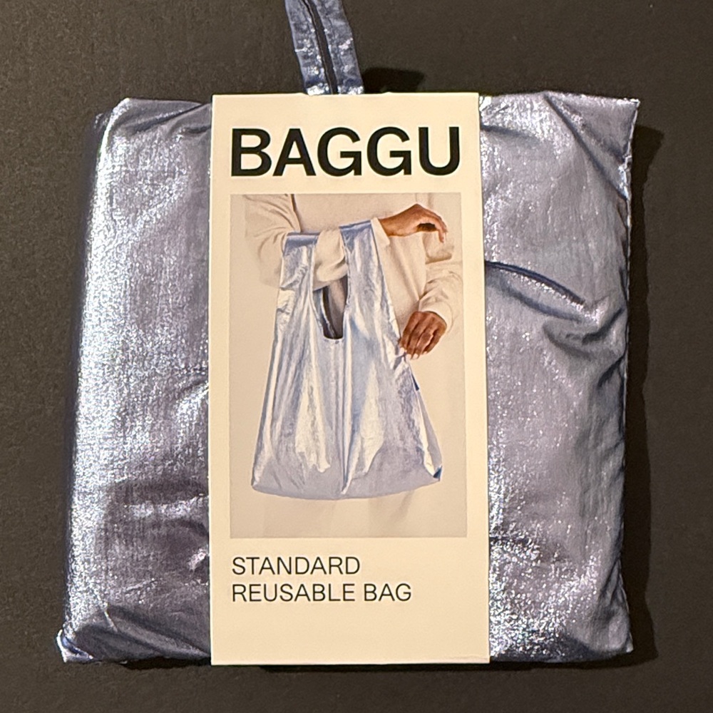 NWT BAGGU METALLIC LIGHT BLUE Standard Reusable Bag